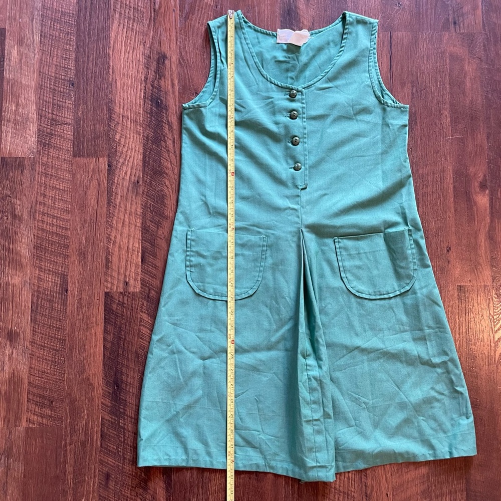 VTG 70s Girl Scouts Junior Uniform Dress Green Permanent Press A-Line USA - Picture 7 of 7
